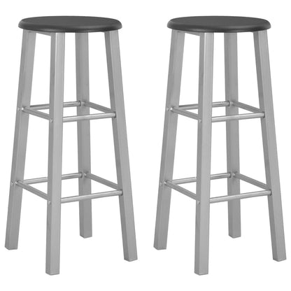 vidaXL Bar Stools 2 pcs Silver MDF - Black - 30 x 30 x 70 cm