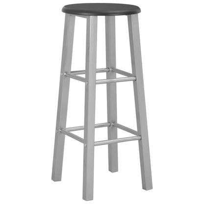 vidaXL Bar Stools 2 pcs Silver MDF - Black - 30 x 30 x 70 cm