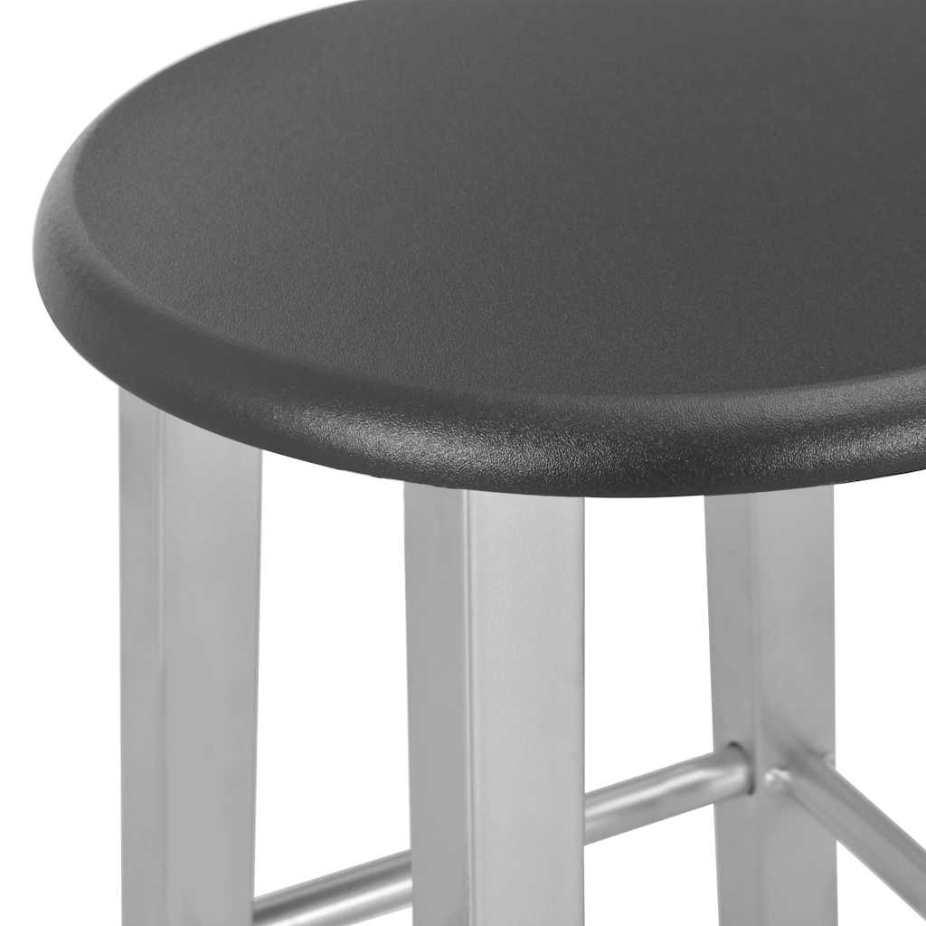vidaXL Bar Stools 2 pcs Silver MDF - Black - 30 x 30 x 70 cm