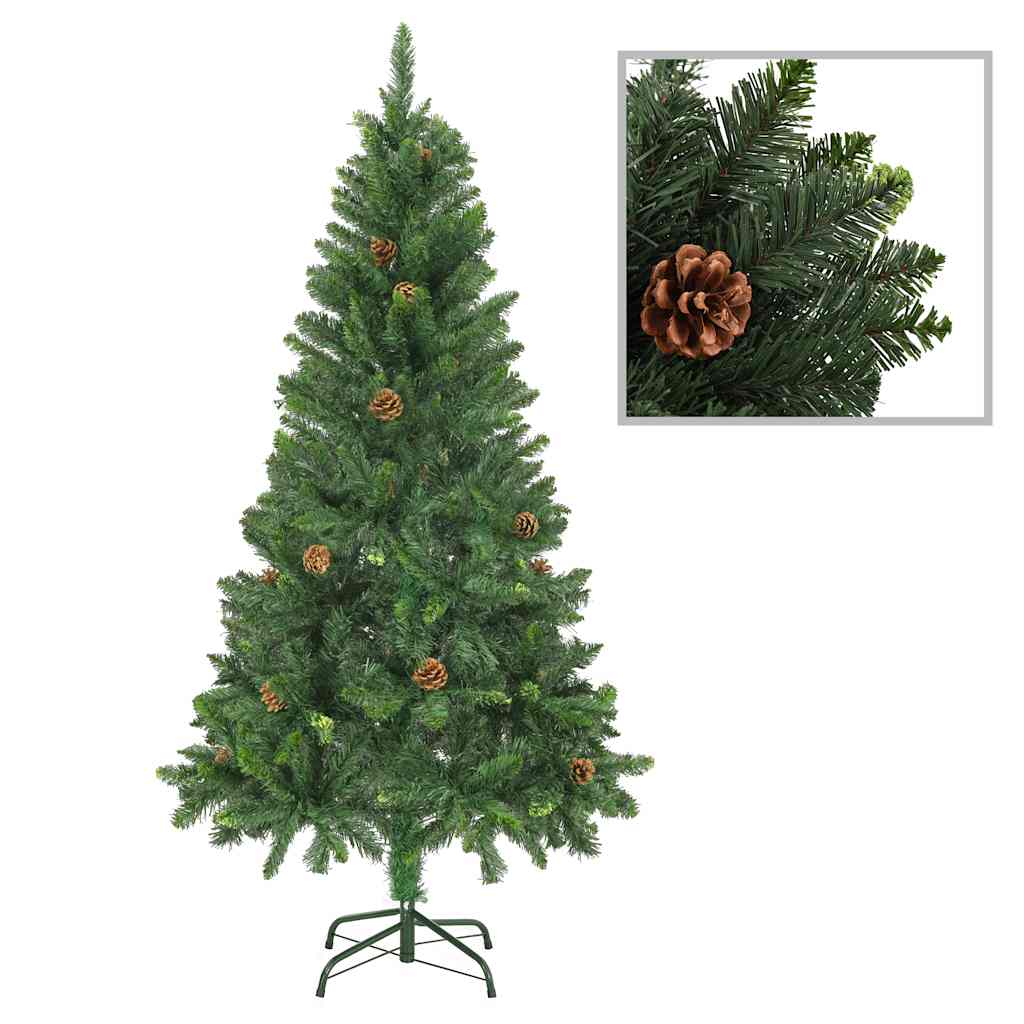 284314 vidaXL Artificial Christmas Tree with Pine Cones Green 150 cm - Gre - 89 x 89 x 150 cm