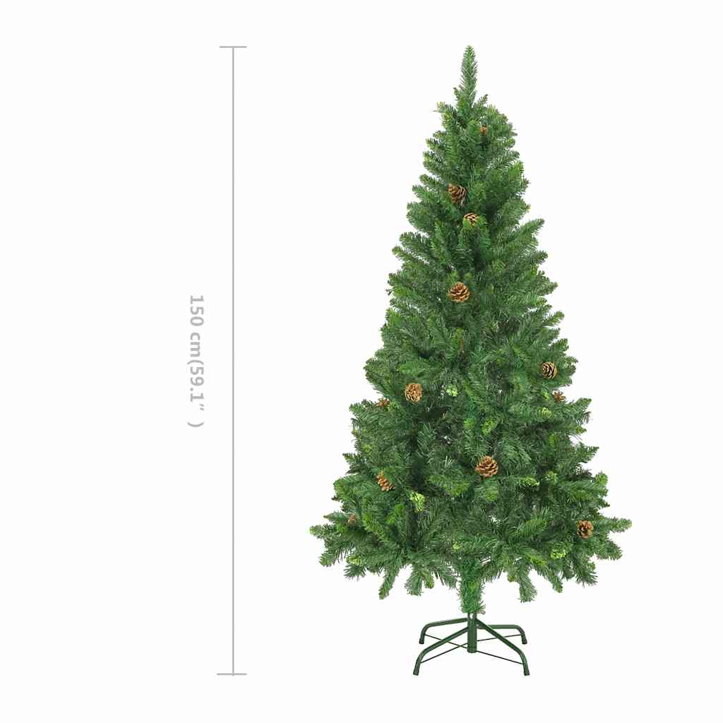 284314 vidaXL Artificial Christmas Tree with Pine Cones Green 150 cm - Gre - 89 x 89 x 150 cm