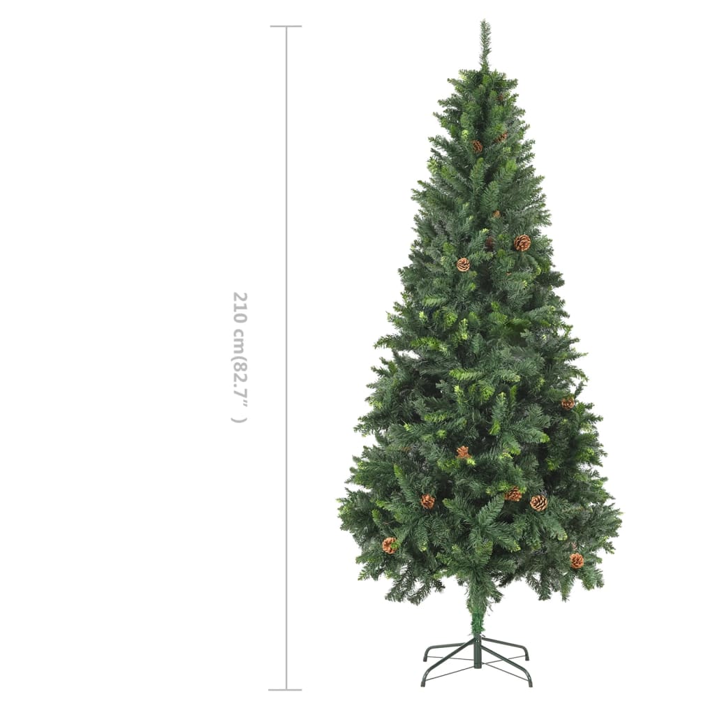 vidaXL Artificial Christmas Tree with Pine Cones Green 210 cm - 210 x 119 cm