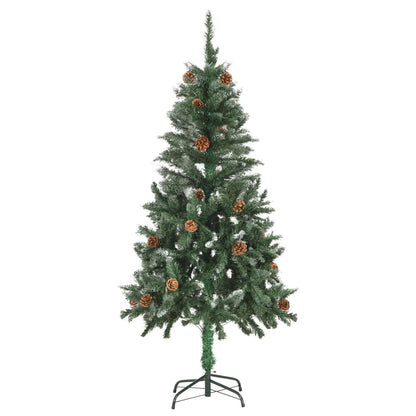 vidaXL Artificial Christmas Tree with Pine Cones and White Glitter 150 cm - Green - 150 x 89 cm