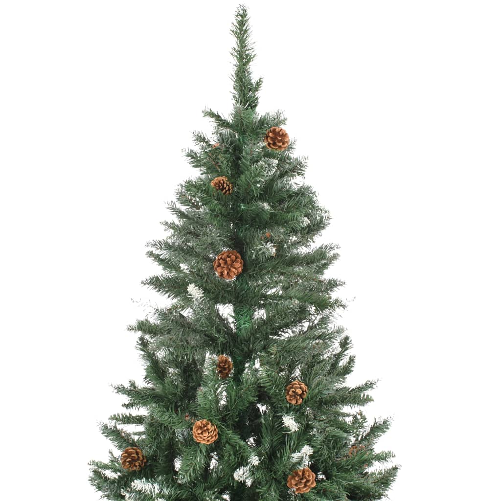vidaXL Artificial Christmas Tree with Pine Cones and White Glitter 150 cm - Green - 150 x 89 cm