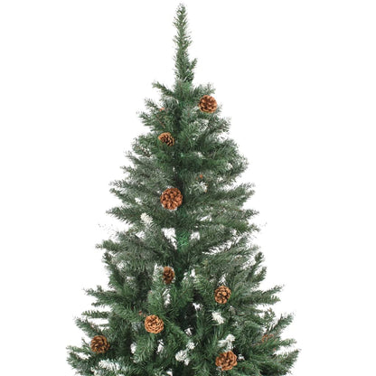 vidaXL Artificial Christmas Tree with Pine Cones and White Glitter 150 cm - Green - 150 x 89 cm