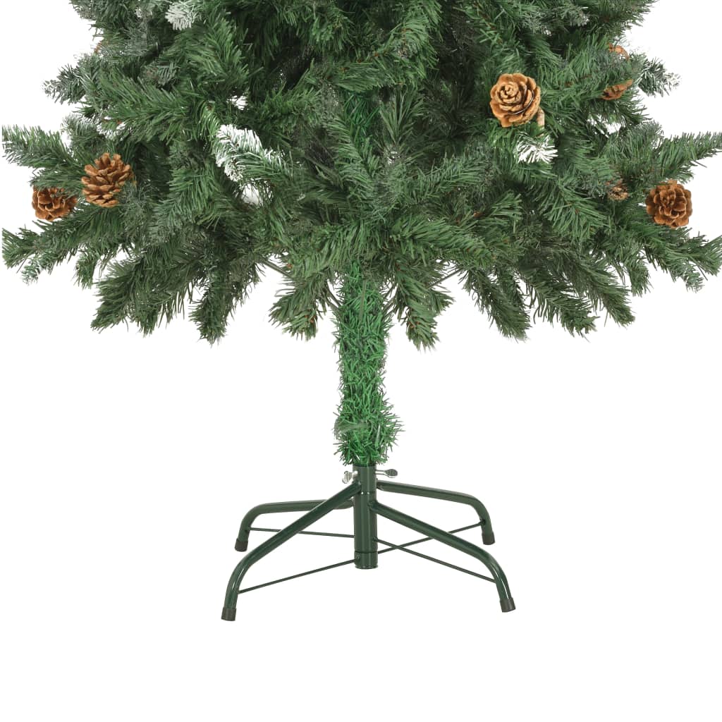 vidaXL Artificial Christmas Tree with Pine Cones and White Glitter 150 cm - Green - 150 x 89 cm