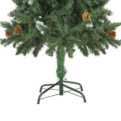 vidaXL Artificial Christmas Tree with Pine Cones and White Glitter 150 cm - Green - 150 x 89 cm