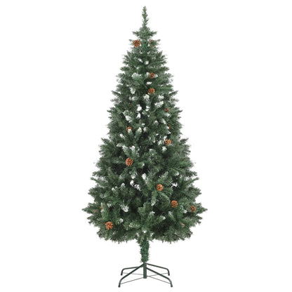 vidaXL Artificial Christmas Tree with Pine Cones and White Glitter 180 cm - Green - 180 x 104 cm