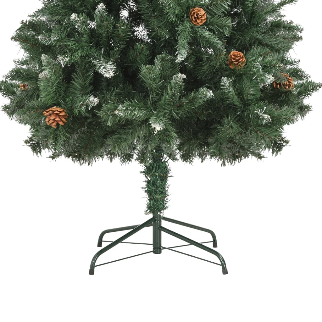 vidaXL Artificial Christmas Tree with Pine Cones and White Glitter 180 cm - Green - 180 x 104 cm