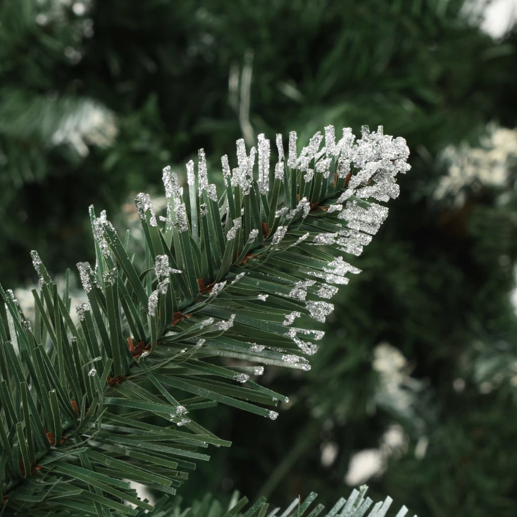 vidaXL Artificial Christmas Tree with Pine Cones and White Glitter 210 cm - Green - 210 x 119 cm
