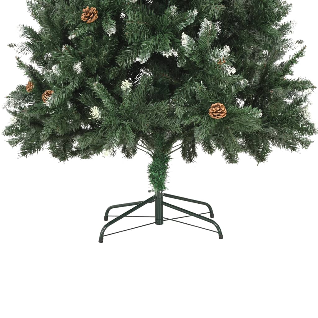 vidaXL Artificial Christmas Tree with Pine Cones and White Glitter 210 cm - Green - 210 x 119 cm