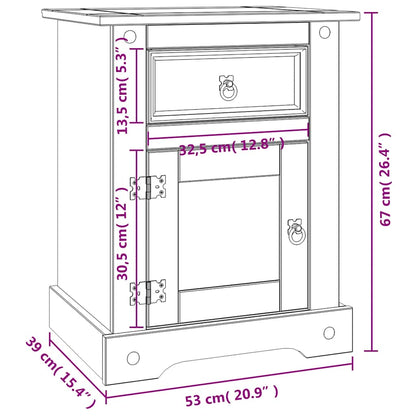 vidaXL Bedside Cabinet Mexican Pine Corona Range Grey 53x39x67 cm