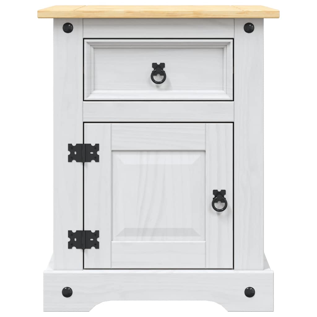 vidaXL Bedside Cabinet Mexican Pine Corona Range White 53x39x67 cm