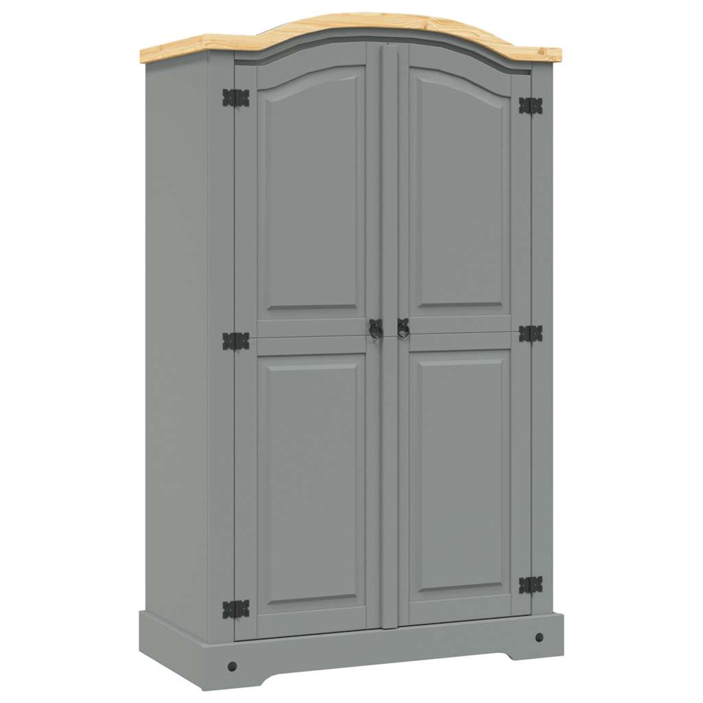 282619 vidaXL Wardrobe Mexican Pine Corona Range 2 Doors Grey - 101 x 52 x 170 cm