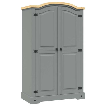 282619 vidaXL Wardrobe Mexican Pine Corona Range 2 Doors Grey - 101 x 52 x 170 cm