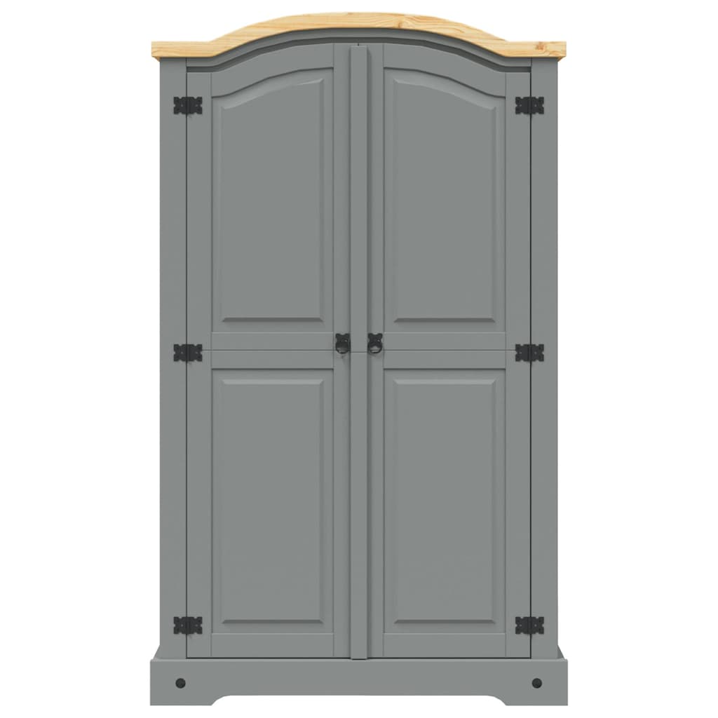 282619 vidaXL Wardrobe Mexican Pine Corona Range 2 Doors Grey - 101 x 52 x 170 cm