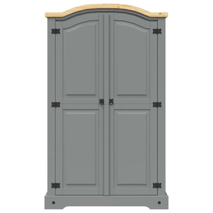 282619 vidaXL Wardrobe Mexican Pine Corona Range 2 Doors Grey - 101 x 52 x 170 cm