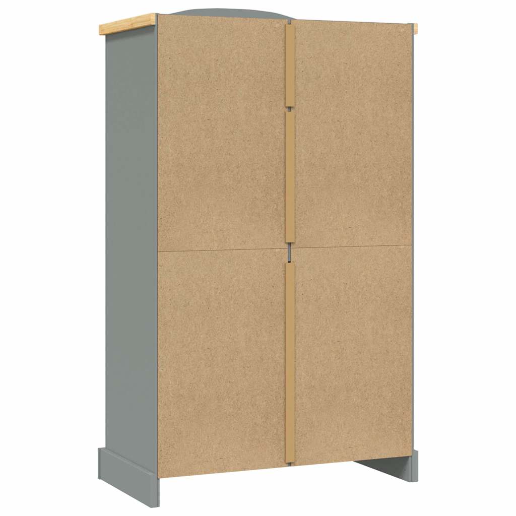 282619 vidaXL Wardrobe Mexican Pine Corona Range 2 Doors Grey - 101 x 52 x 170 cm