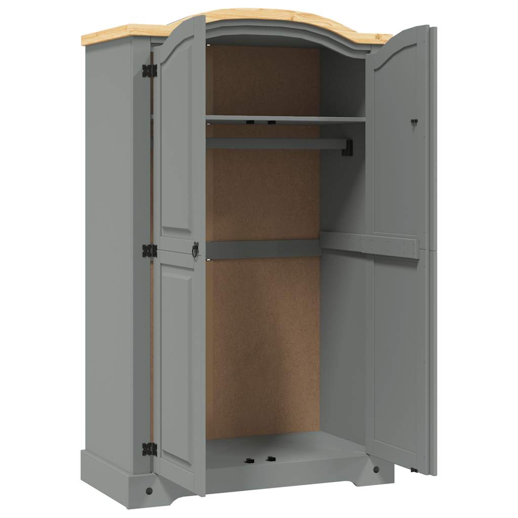 282619 vidaXL Wardrobe Mexican Pine Corona Range 2 Doors Grey - 101 x 52 x 170 cm