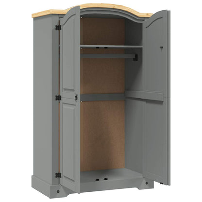 282619 vidaXL Wardrobe Mexican Pine Corona Range 2 Doors Grey - 101 x 52 x 170 cm