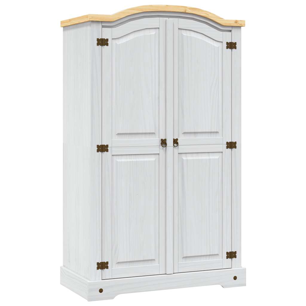 282620 vidaXL Wardrobe Mexican Pine Corona Range 2 Doors White - 101 x 52 x 170 cm