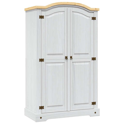 282620 vidaXL Wardrobe Mexican Pine Corona Range 2 Doors White - 101 x 52 x 170 cm