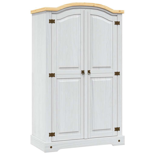 282620 vidaXL Wardrobe Mexican Pine Corona Range 2 Doors White - 101 x 52 x 170 cm