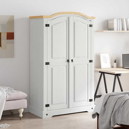 282620 vidaXL Wardrobe Mexican Pine Corona Range 2 Doors White - 101 x 52 x 170 cm