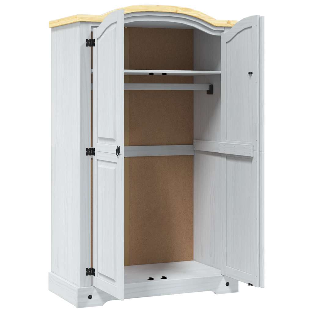282620 vidaXL Wardrobe Mexican Pine Corona Range 2 Doors White - 101 x 52 x 170 cm