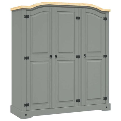 282621 vidaXL Wardrobe Mexican Pine Corona Range 3 Doors Grey - 151 x 52 x 170 cm