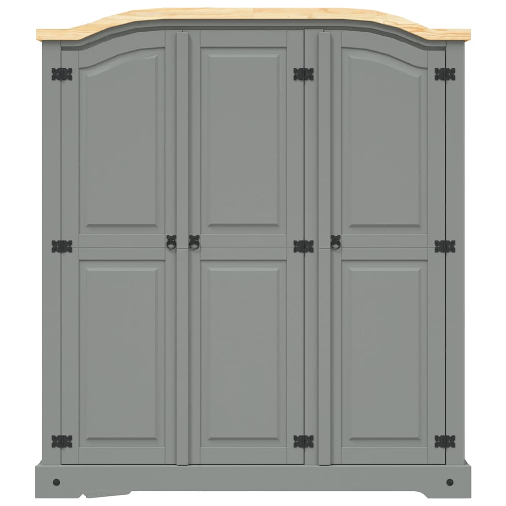282621 vidaXL Wardrobe Mexican Pine Corona Range 3 Doors Grey - 151 x 52 x 170 cm