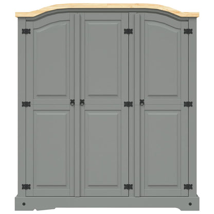 282621 vidaXL Wardrobe Mexican Pine Corona Range 3 Doors Grey - 151 x 52 x 170 cm