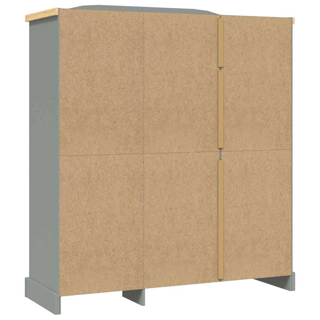 282621 vidaXL Wardrobe Mexican Pine Corona Range 3 Doors Grey - 151 x 52 x 170 cm