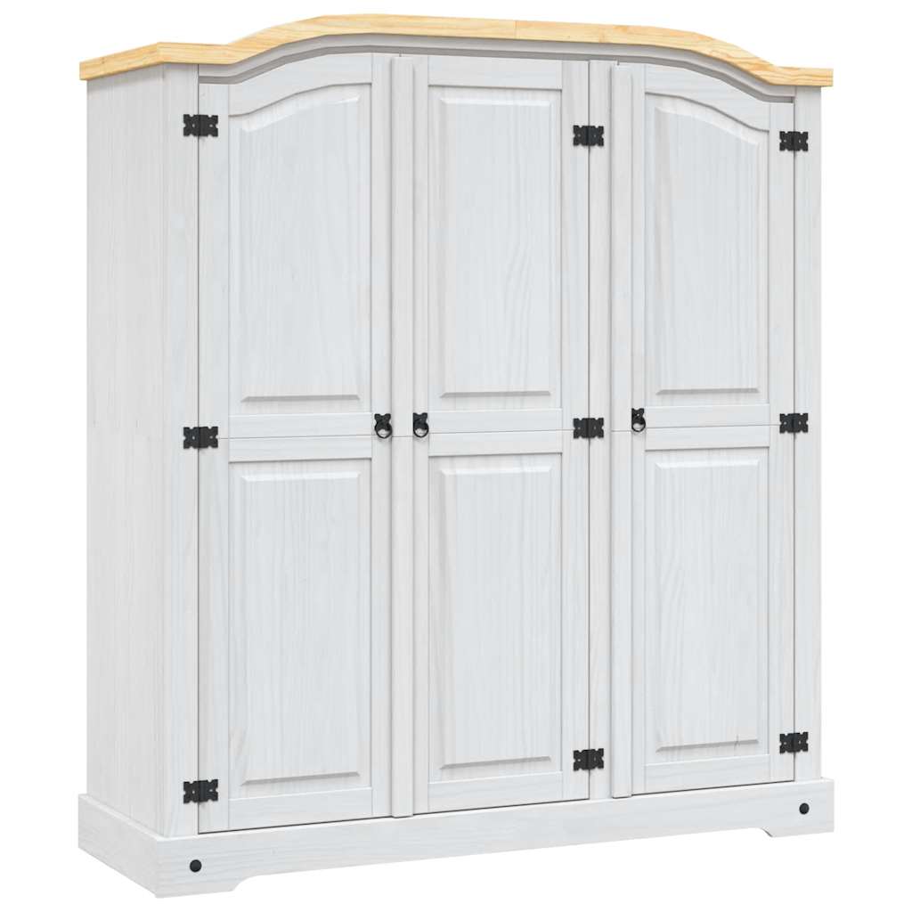 282622 vidaXL Wardrobe Mexican Pine Corona Range 3 Doors White - 151 x 52 x 170 cm