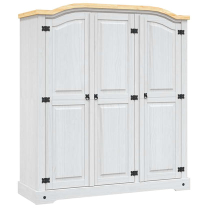 282622 vidaXL Wardrobe Mexican Pine Corona Range 3 Doors White - 151 x 52 x 170 cm