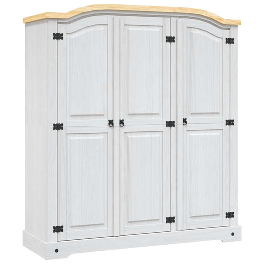 282622 vidaXL Wardrobe Mexican Pine Corona Range 3 Doors White - 151 x 52 x 170 cm