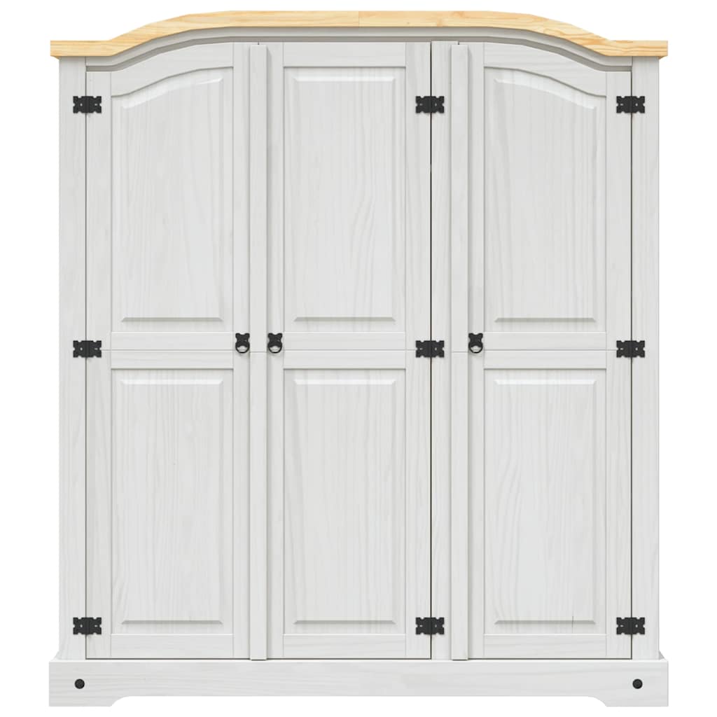 282622 vidaXL Wardrobe Mexican Pine Corona Range 3 Doors White - 151 x 52 x 170 cm