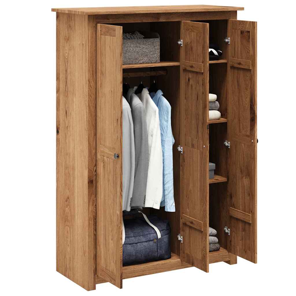 282661 vidaXL 3-Door Wardrobe 118x50x171,5 cm Pine Panama Range - Brown