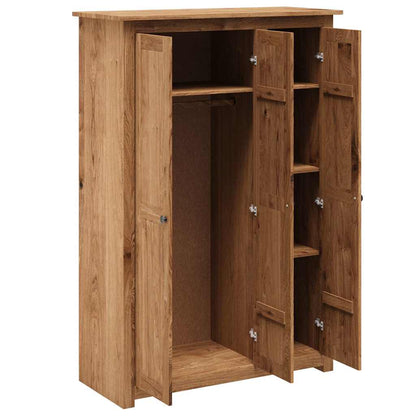 282661 vidaXL 3-Door Wardrobe 118x50x171,5 cm Pine Panama Range - Brown
