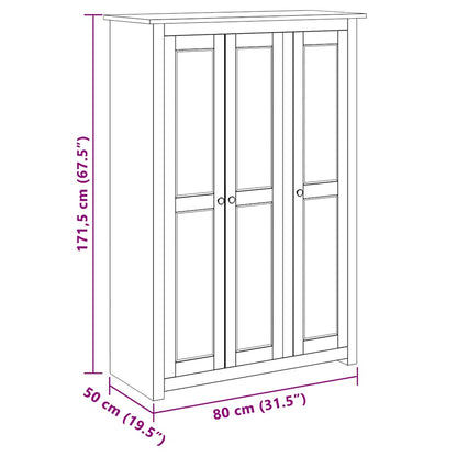 282661 vidaXL 3-Door Wardrobe 118x50x171,5 cm Pine Panama Range - Brown