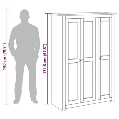 282661 vidaXL 3-Door Wardrobe 118x50x171,5 cm Pine Panama Range - Brown