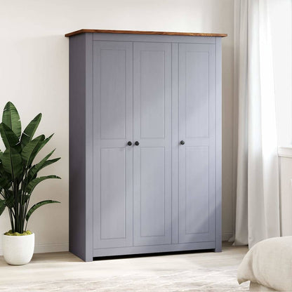 282662 vidaXL 3-Door Wardrobe Grey 118x50x171,5 cm Pine Panama Range