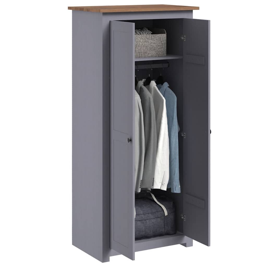 282665 vidaXL Wardrobe Grey 80x50x171,5 cm Solid Pine Panama Range