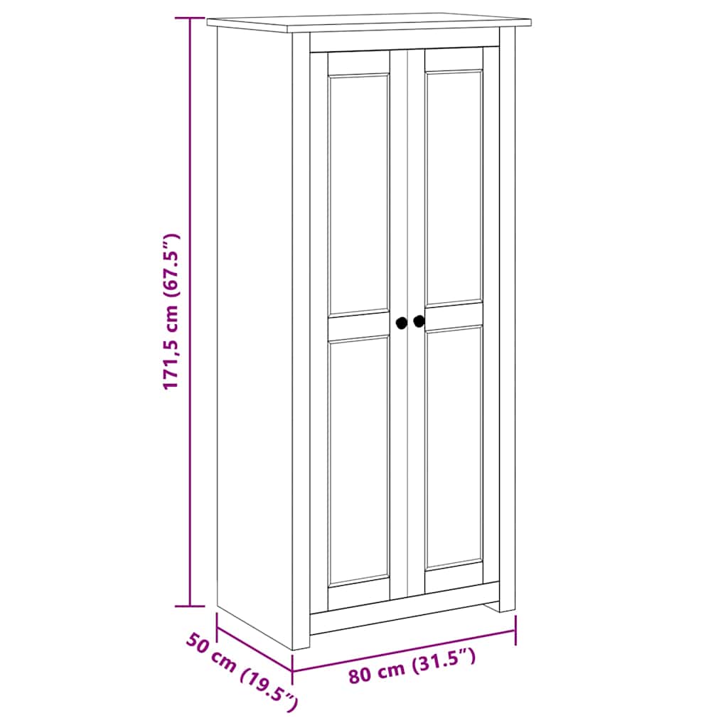282665 vidaXL Wardrobe Grey 80x50x171,5 cm Solid Pine Panama Range