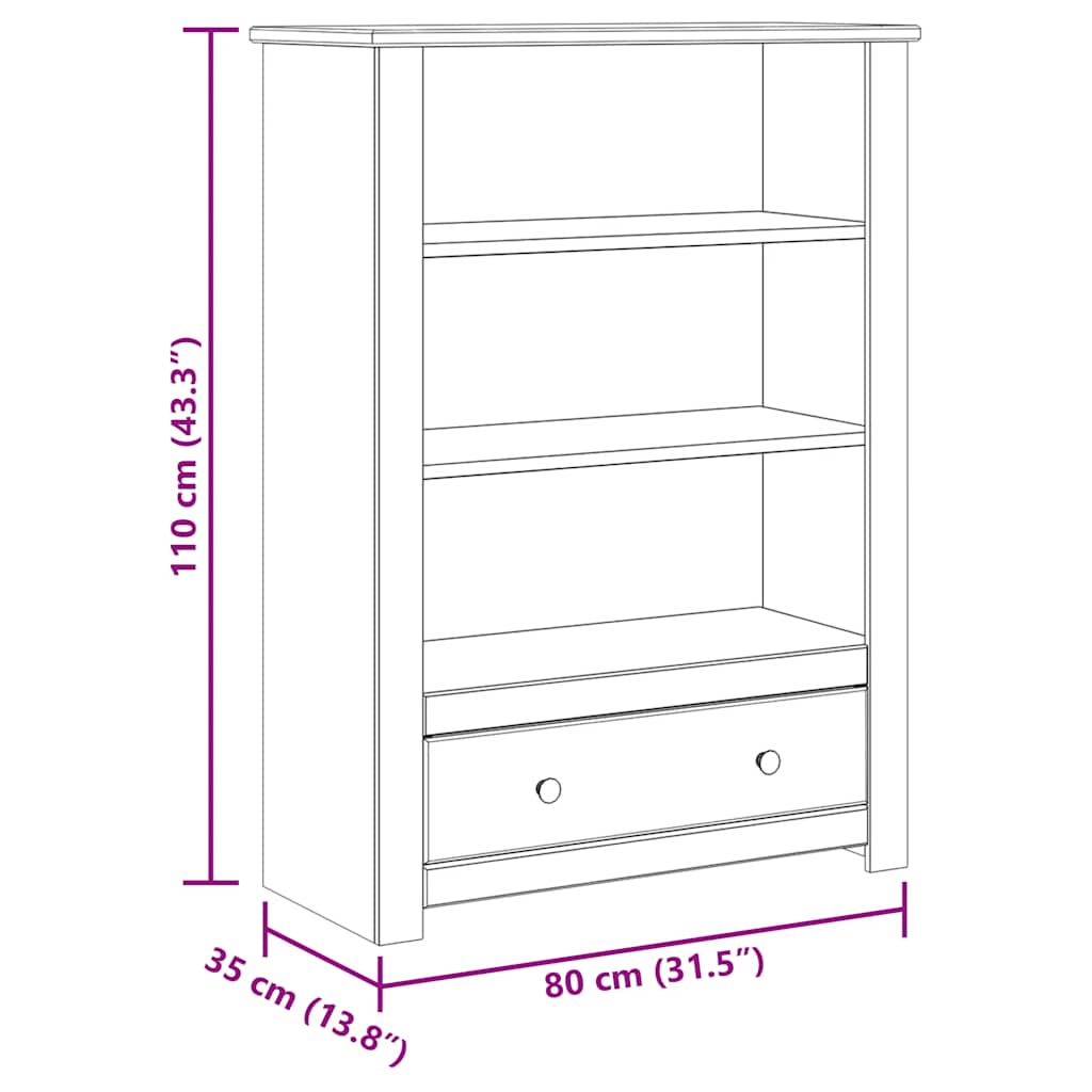 vidaXL Bookcase 80x35x110 cm Solid Pine Wood Panama Range - Brown