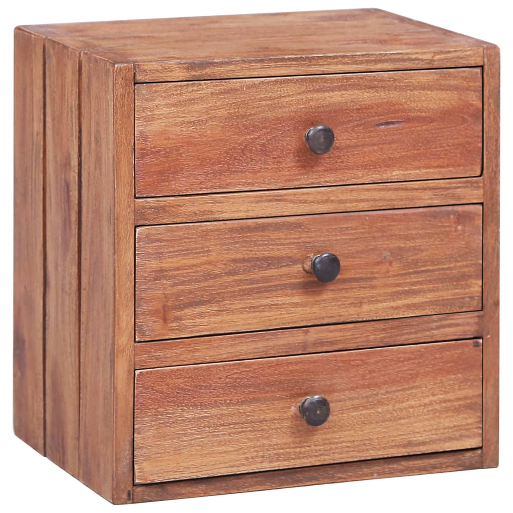 vidaXL Bedside Cabinet with 3 Drawers 35x25x35 cm Solid Mahogany Wood - Brown