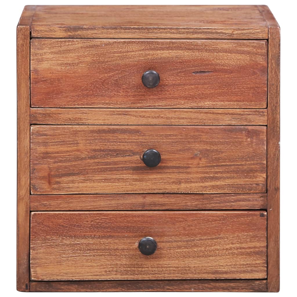 vidaXL Bedside Cabinet with 3 Drawers 35x25x35 cm Solid Mahogany Wood - Brown