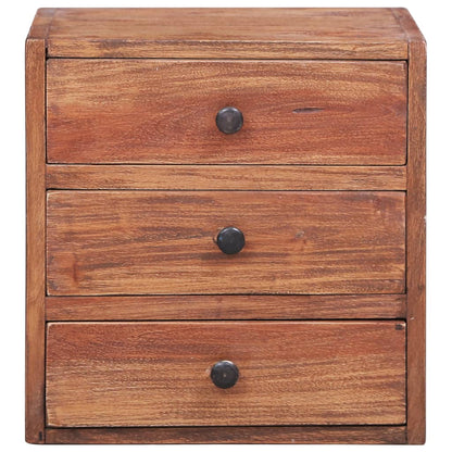 vidaXL Bedside Cabinet with 3 Drawers 35x25x35 cm Solid Mahogany Wood - Brown