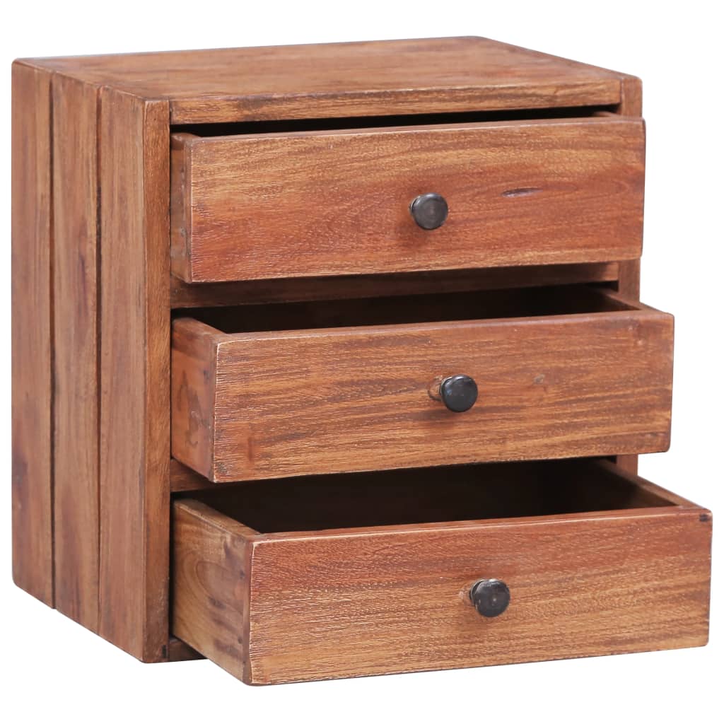 vidaXL Bedside Cabinet with 3 Drawers 35x25x35 cm Solid Mahogany Wood - Brown