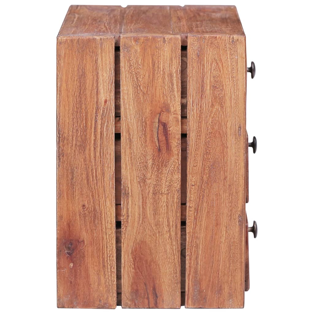 vidaXL Bedside Cabinet with 3 Drawers 35x25x35 cm Solid Mahogany Wood - Brown